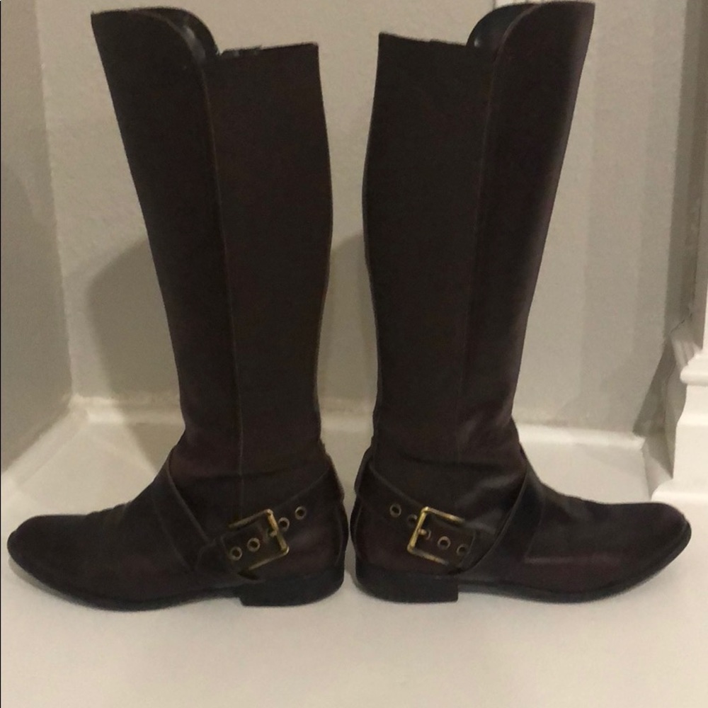 Liz Claiborne Chocolate Colored Leather Boots - Picture 3 of 5
